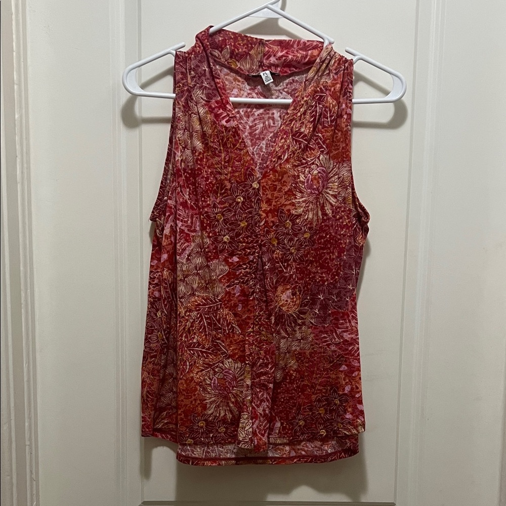 Floral Sleeveless Top - Red